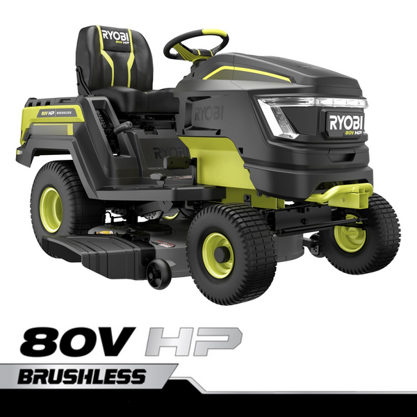 Product photo: 80V HP BRUSHLESS 46" BATTERY CORDLESS ELECTRIC RIDING LAWN TRACTOR